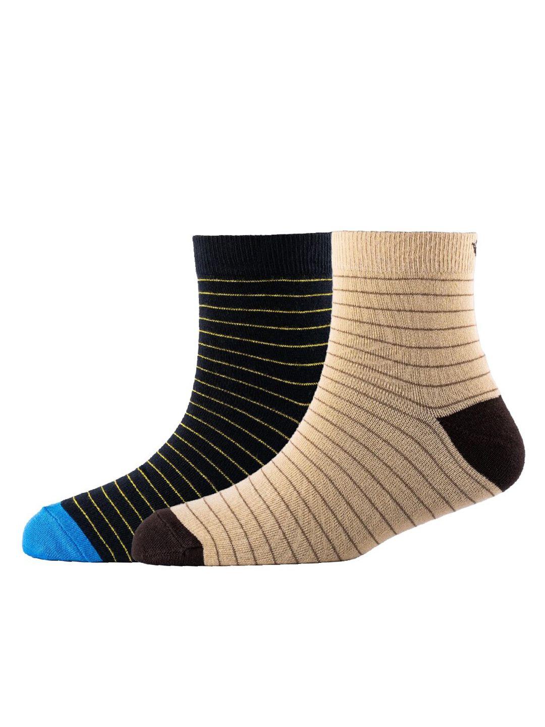 cotstyle men pack of 2 striped cotton ankle length socks