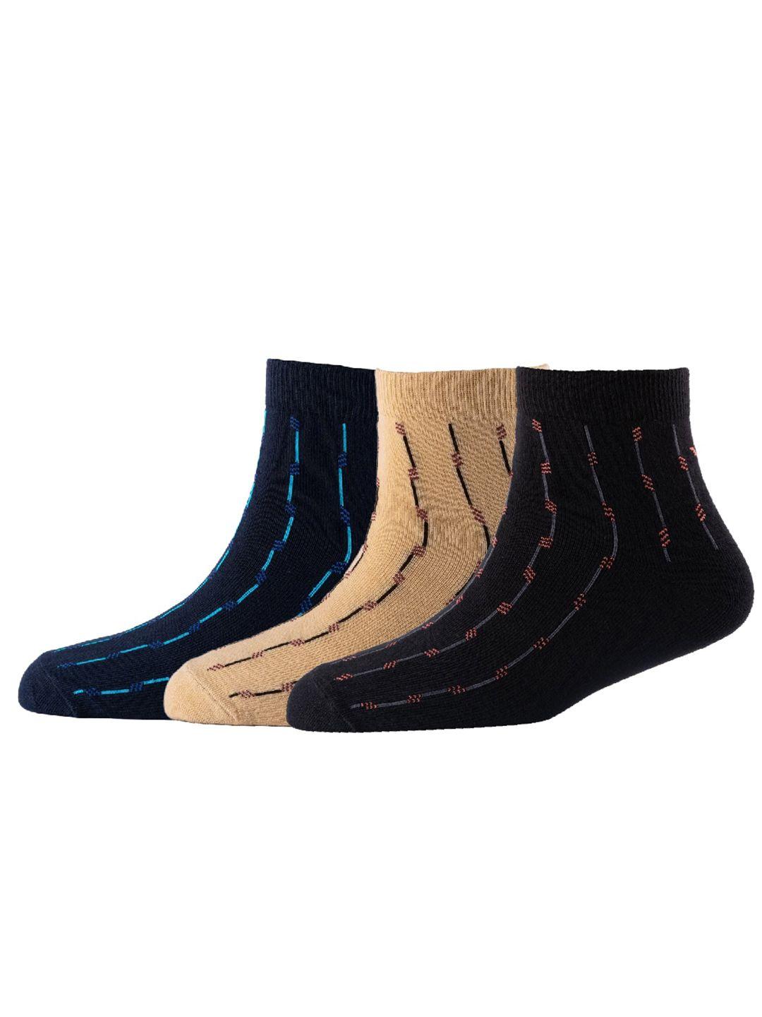 cotstyle men pack of 3 patterned pure cotton above ankle-length socks