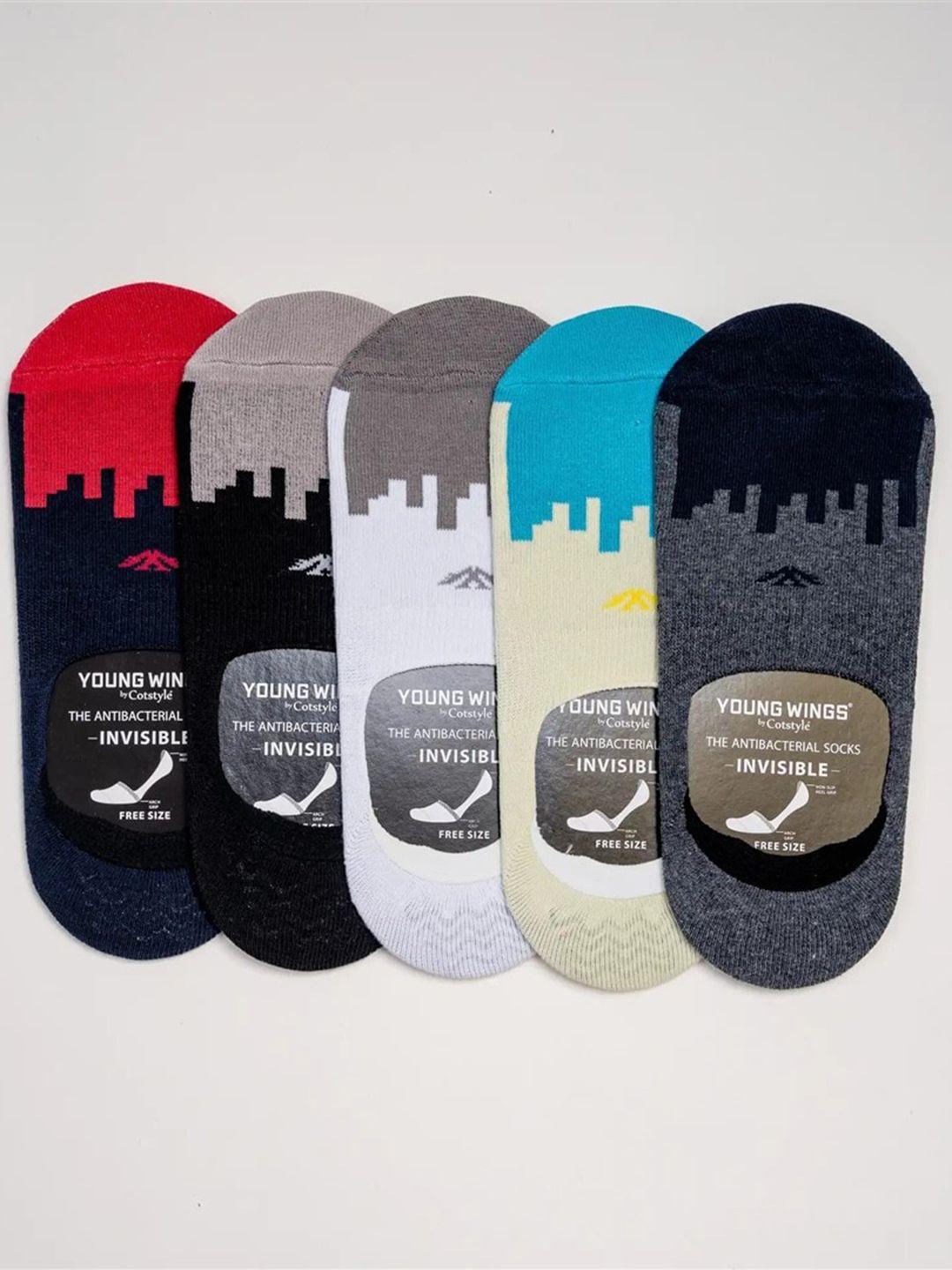cotstyle men pack of 5 patterned no-show socks