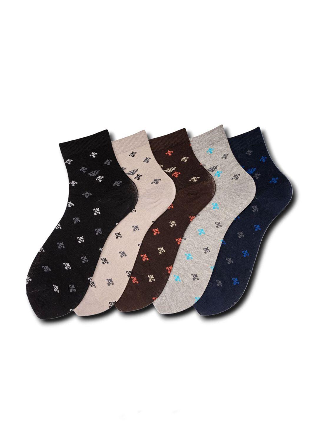 cotstyle men pack of 5 patterned pure cotton ankle length socks