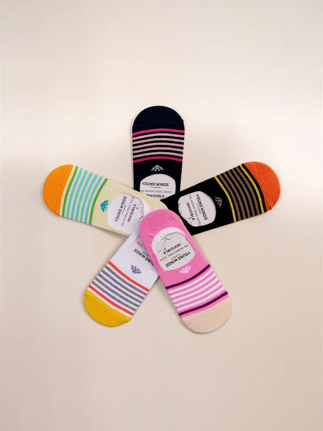 cotstyle women pack of 5 striped no-show socks