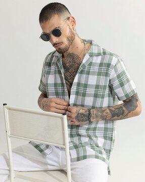 cottage checked relaxed fit cotton shirt