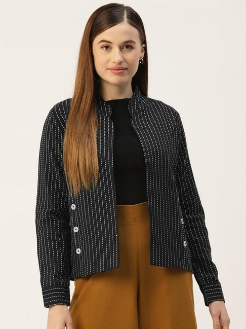 cottinfab black striped cotton jacket