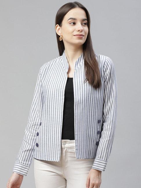 cottinfab blue & white striped cotton jacket