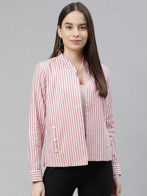 cottinfab pink & white striped cotton jacket