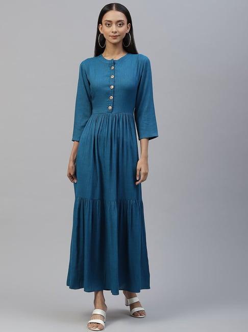 cottinfab blue maxi gown