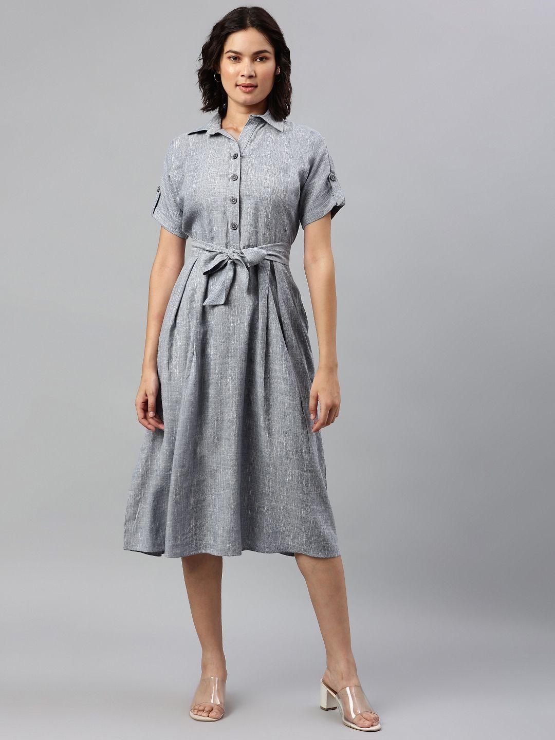 cottinfab blue shirt midi dress