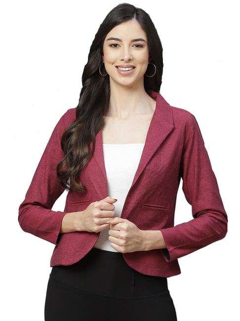 cottinfab burgundy cotton regular fit blazer