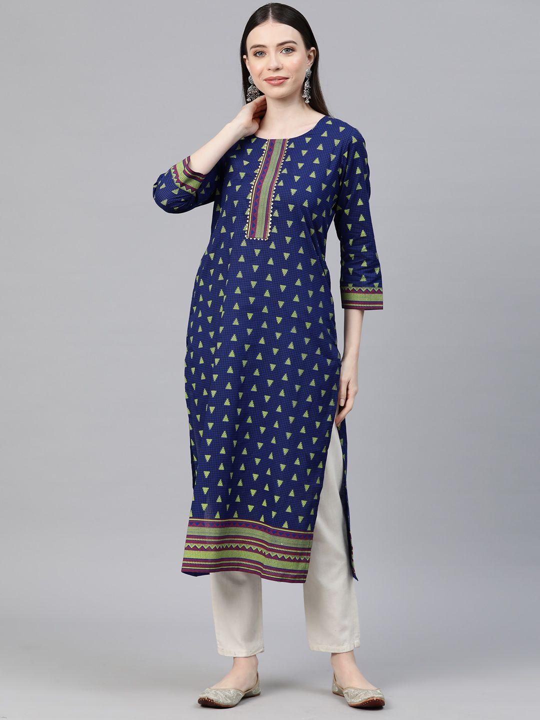 cottinfab checked gotta patti pure cotton kurta