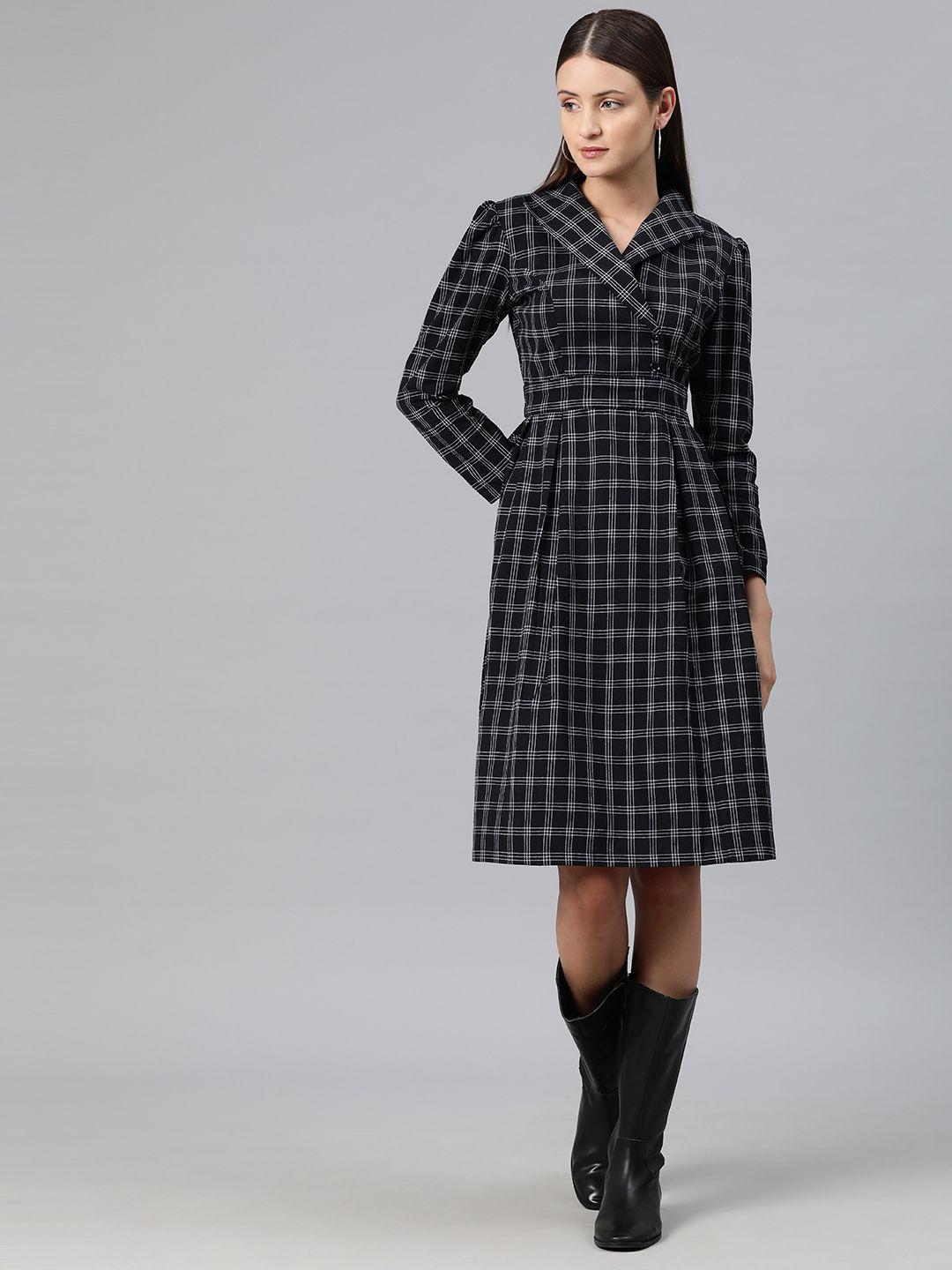 cottinfab checked lapel collar blazer dress