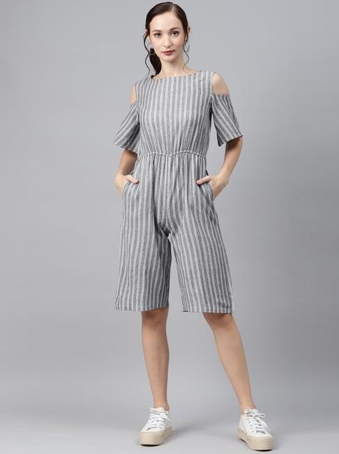 cottinfab cotton grey striped jumpsuit