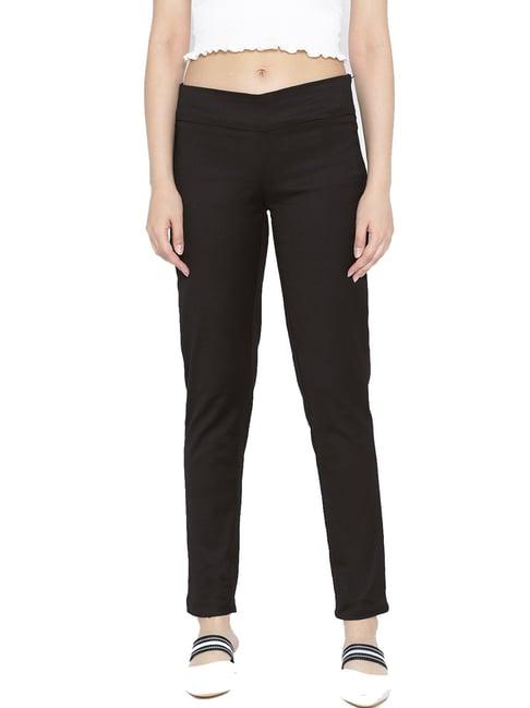 cottinfab denim black straight fit flat front trousers