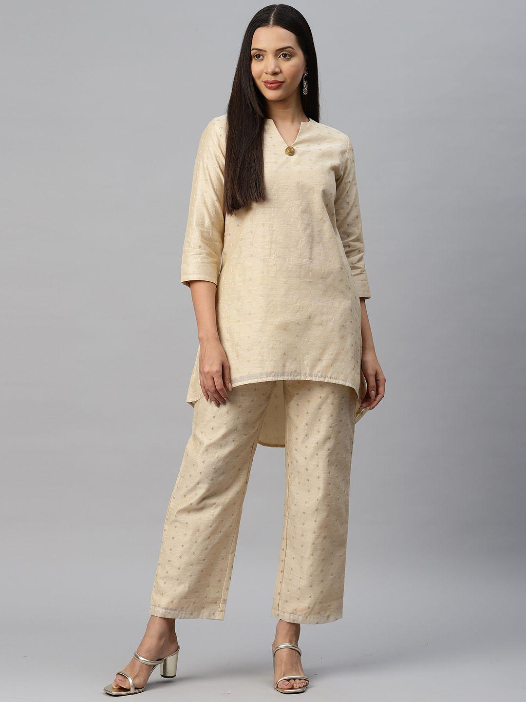 cottinfab embroidered silk blend tunic and trouser