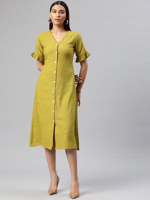 cottinfab green a line dress