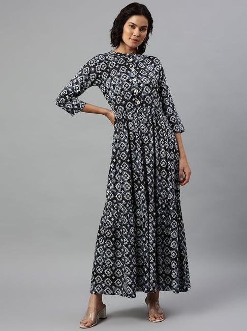 cottinfab grey & white printed gown