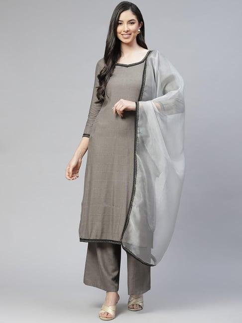 cottinfab grey regular fit rayon suit set