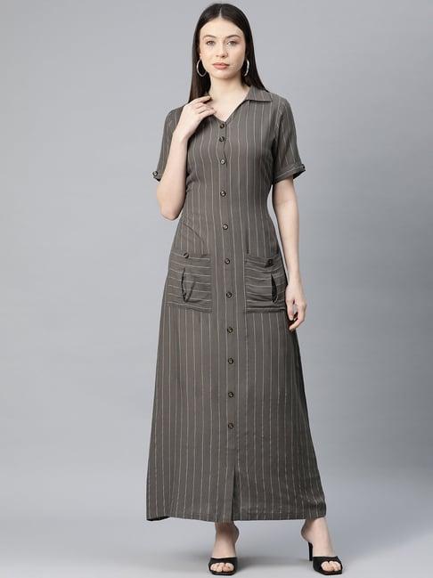 cottinfab grey striped shirt dress