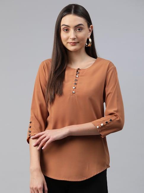 cottinfab light brown regular fit top