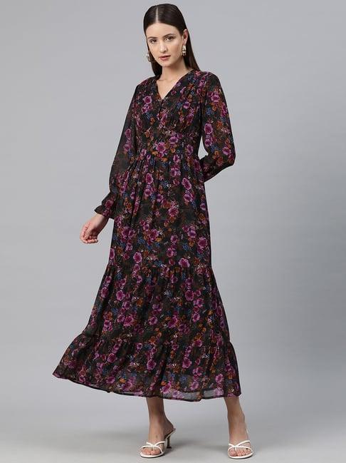 cottinfab multicolor floral print maxi dress