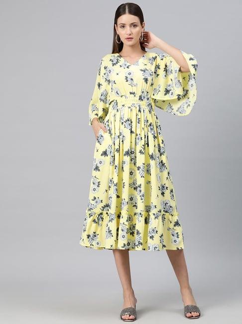 cottinfab multicolor floral print midi dress