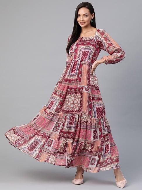 cottinfab multicolor printed georgette dress