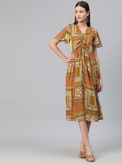 cottinfab multicolor printed midi dress