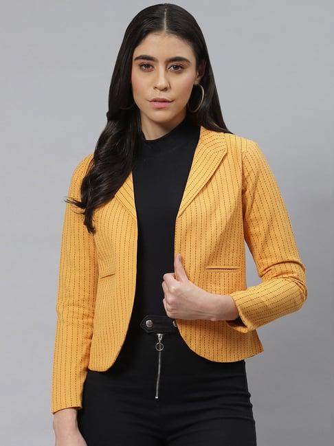 cottinfab mustard cotton striped blazer