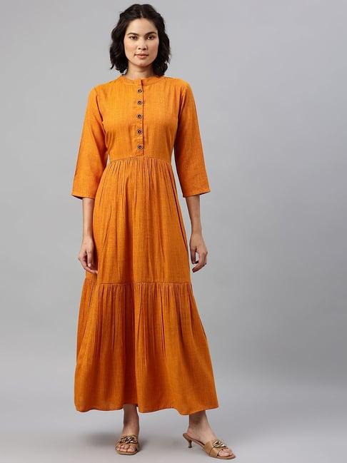 cottinfab mustard maxi gown