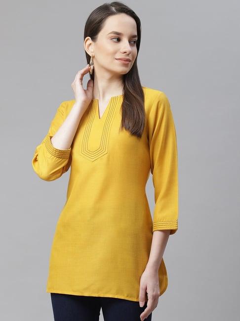 cottinfab mustard regular fit cotton tunic