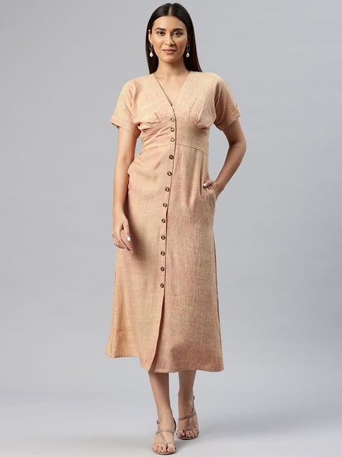 cottinfab peach a line dress