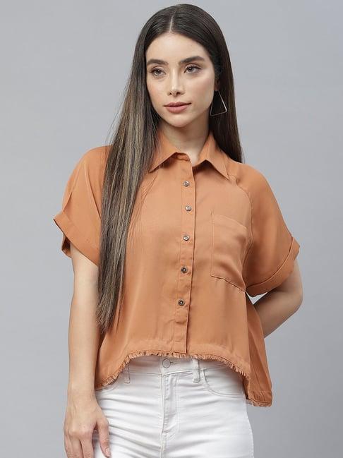 cottinfab rust relaxed fit polyester shirt
