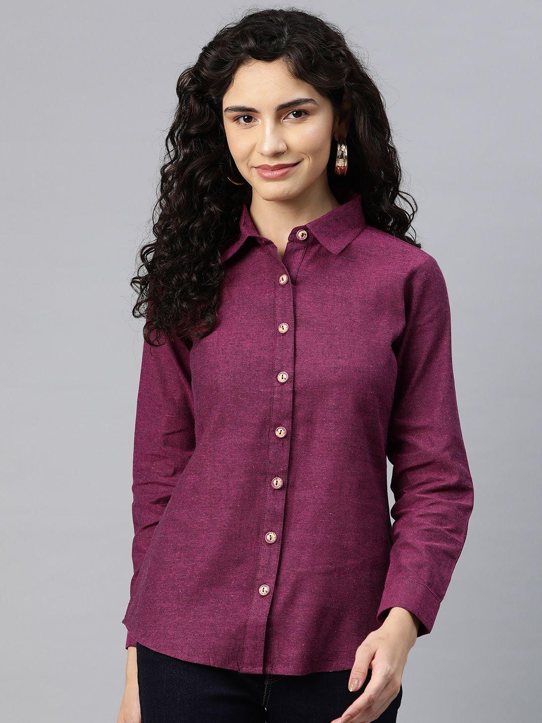 cottinfab solid shirt style top