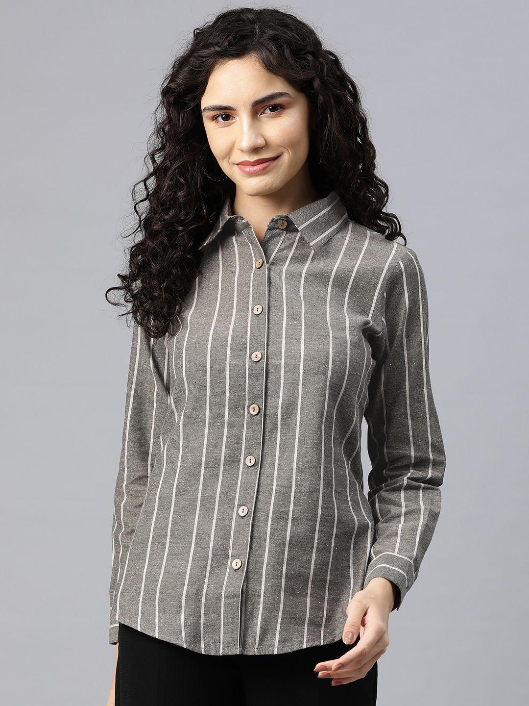 cottinfab striped cotton shirt style top