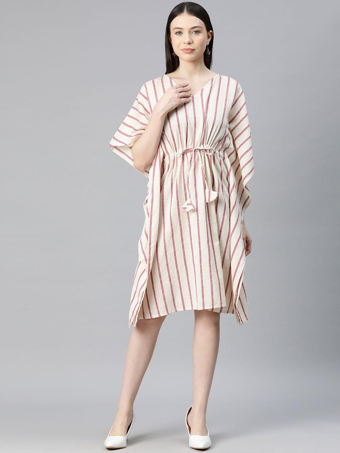 cottinfab striped kimono sleeve kaftan dress