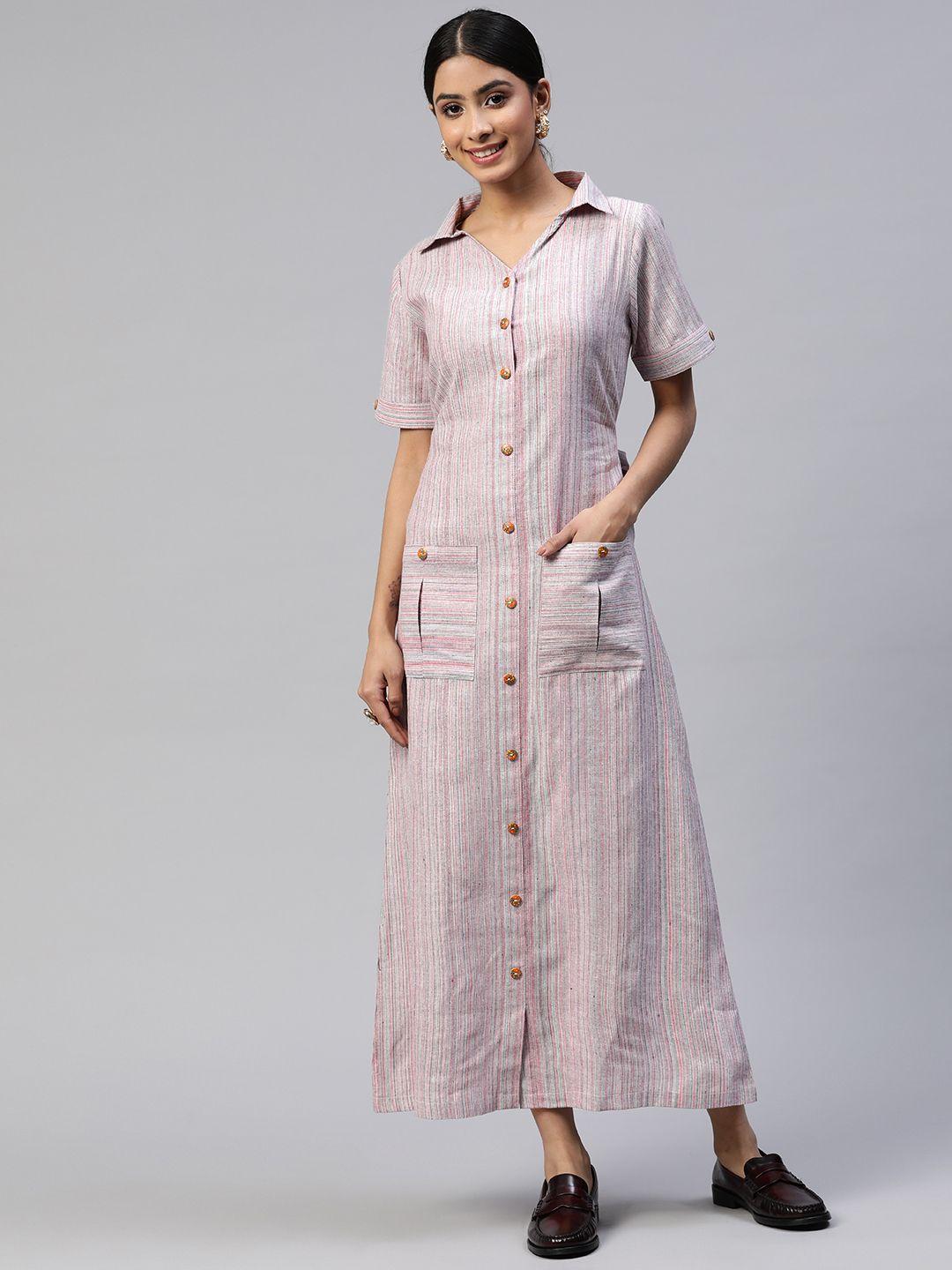 cottinfab striped shirt cotton maxi dress