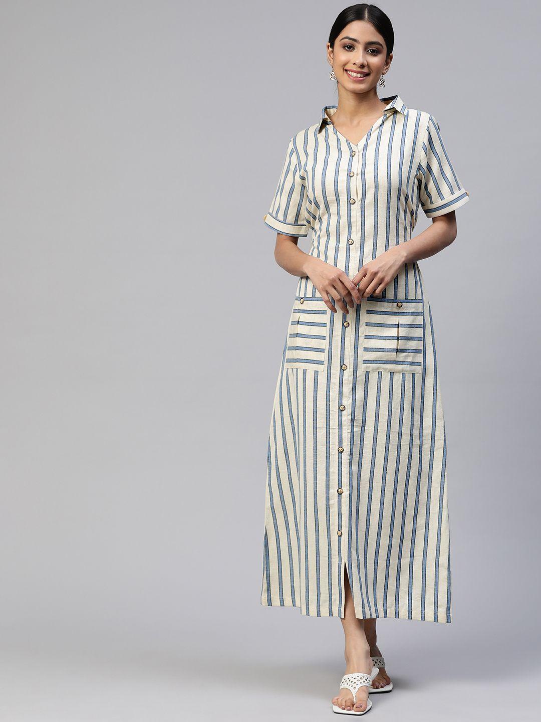 cottinfab striped shirt maxi dress