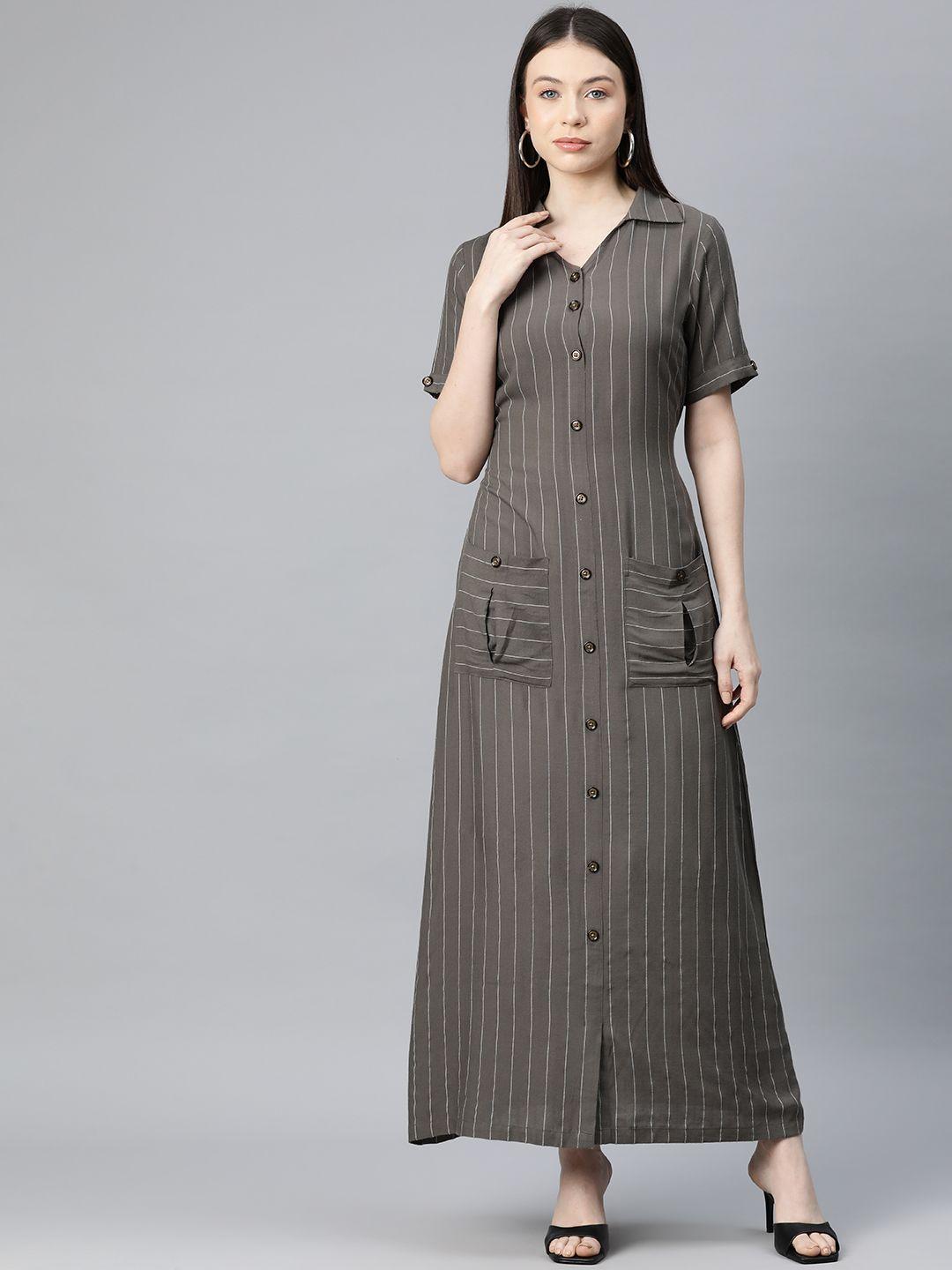 cottinfab striped shirt maxi dress