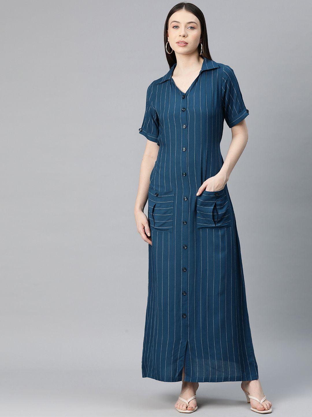 cottinfab striped shirt maxi dress