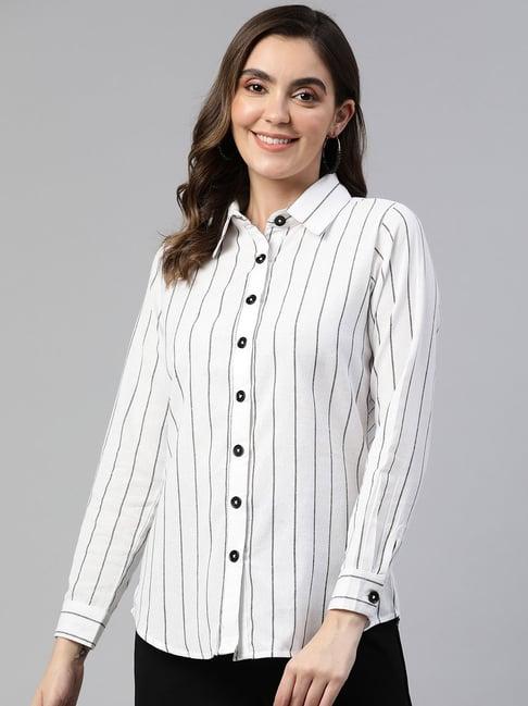 cottinfab white cotton striped shirt