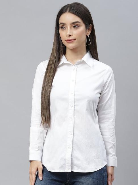 cottinfab white regular fit cotton shirt