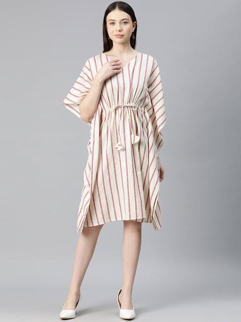 cottinfab white striped kaftan midi dress