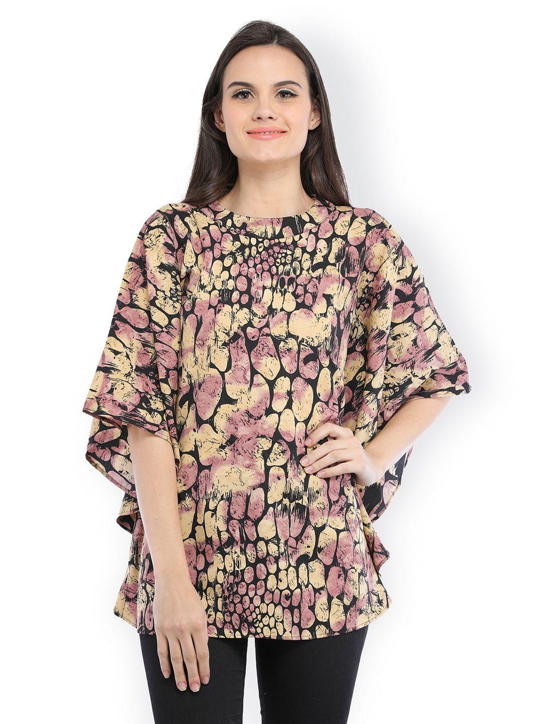 cottinfab women beige printed kaftan top