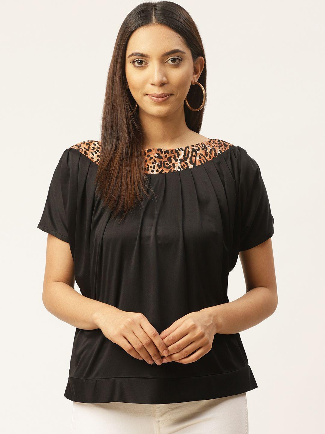 cottinfab women black & brown solid top