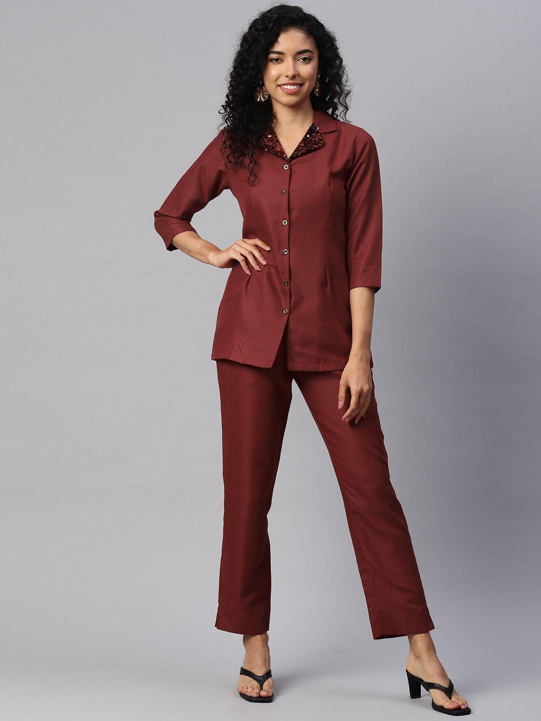 cottinfab women embellished shirt with trousers