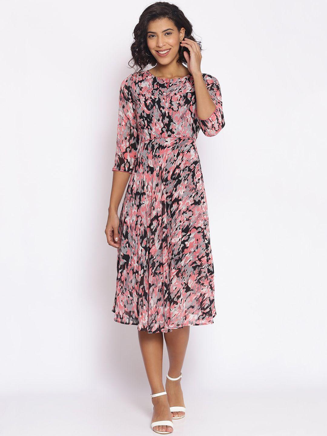 cottinfab women multicoloured printed fit and flare dress