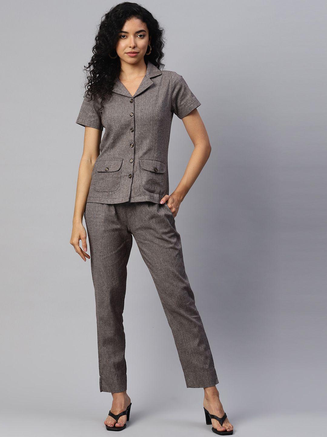 cottinfab women self design shirt with trousers