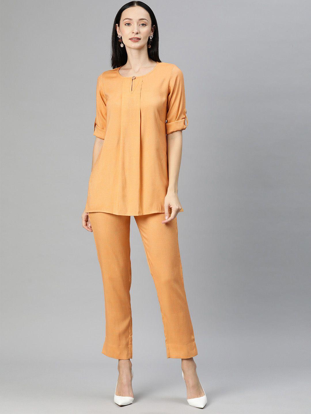 cottinfab women solid top with trousers