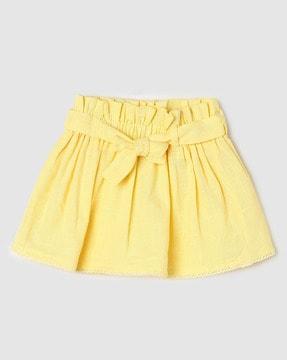 cotton a-line skirt with waist tie-up