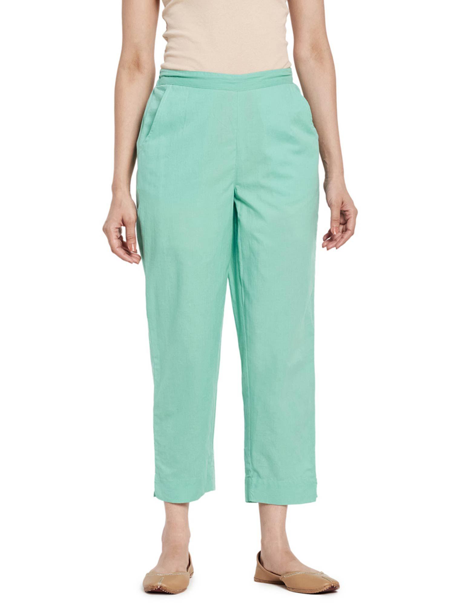 cotton cambric tapered pants - green