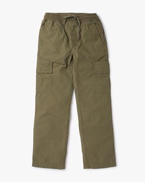 cotton cargo pants with elasticated drawstring waist